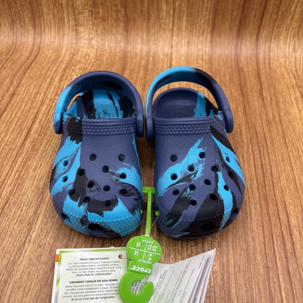 Crocs Classic Marbled Clog Toddler Size C6 Navy Blue Water Friendly 206838 NEW - Picture 2 of 8
